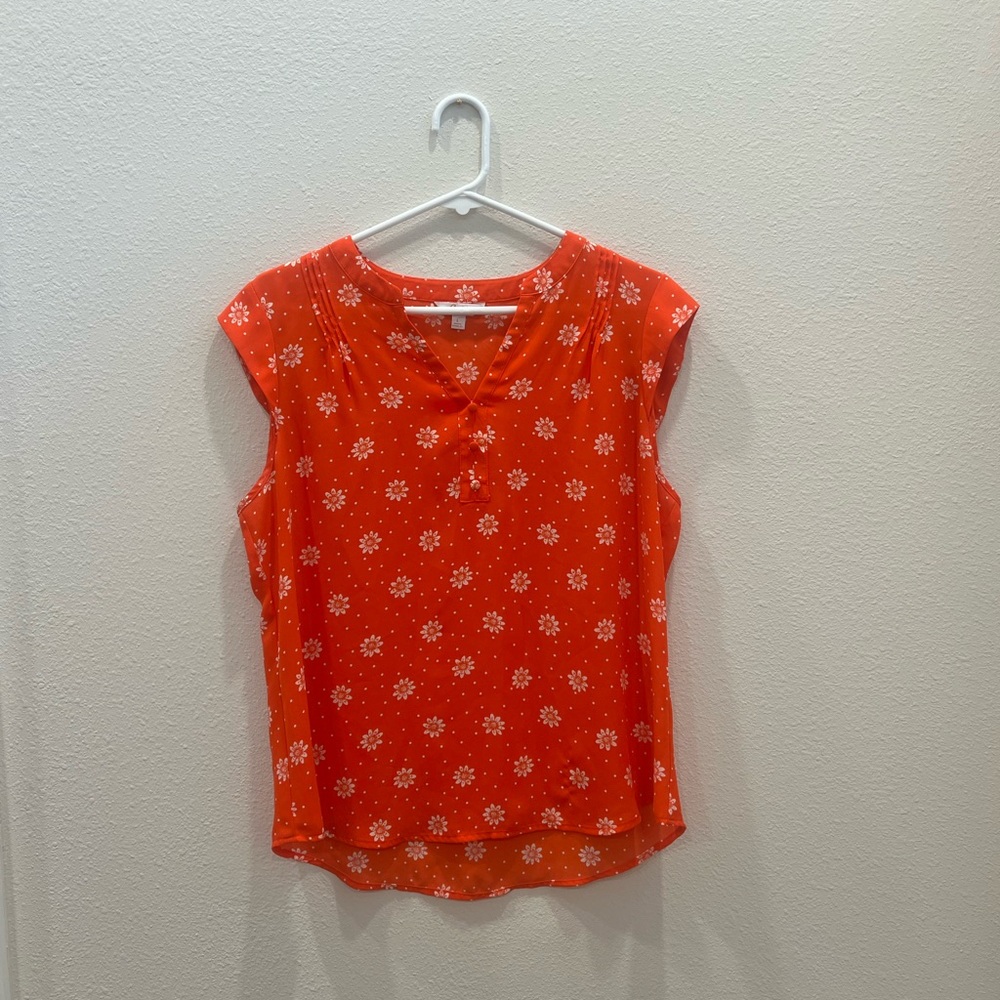 Candie's Orange Mandarin Collar Blouse Size Large